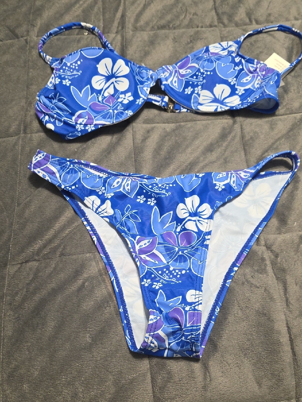 Cupshe Blue Floral Underwire Bikini Set